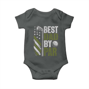Best Dad By Par Baby Onesie Dad Golf Fathers Day Gift American Flag TS10 Dark Heather Print Your Wear