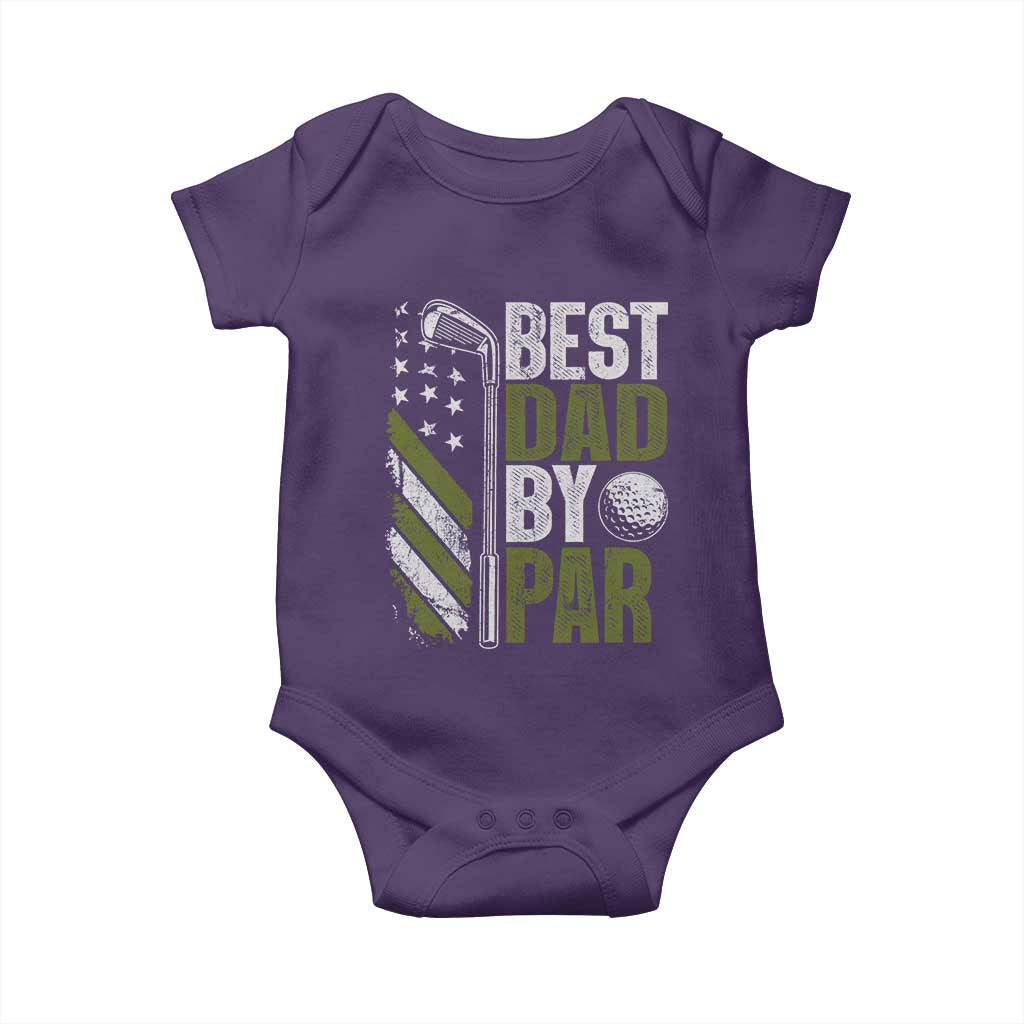 Best Dad By Par Baby Onesie Dad Golf Fathers Day Gift American Flag TS10 Purple Print Your Wear