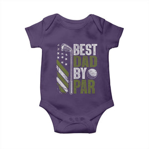 Best Dad By Par Baby Onesie Dad Golf Fathers Day Gift American Flag TS10 Purple Print Your Wear