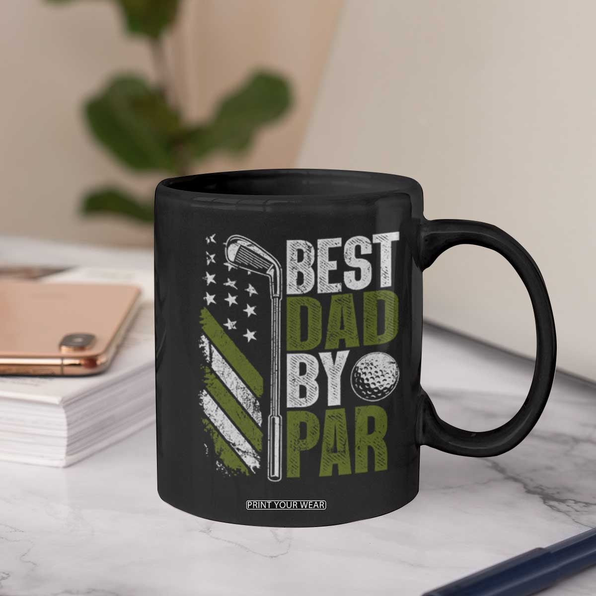 Best Dad By Par Coffee Mug Dad Golf Fathers Day Gift American Flag TS10 Print Your Wear