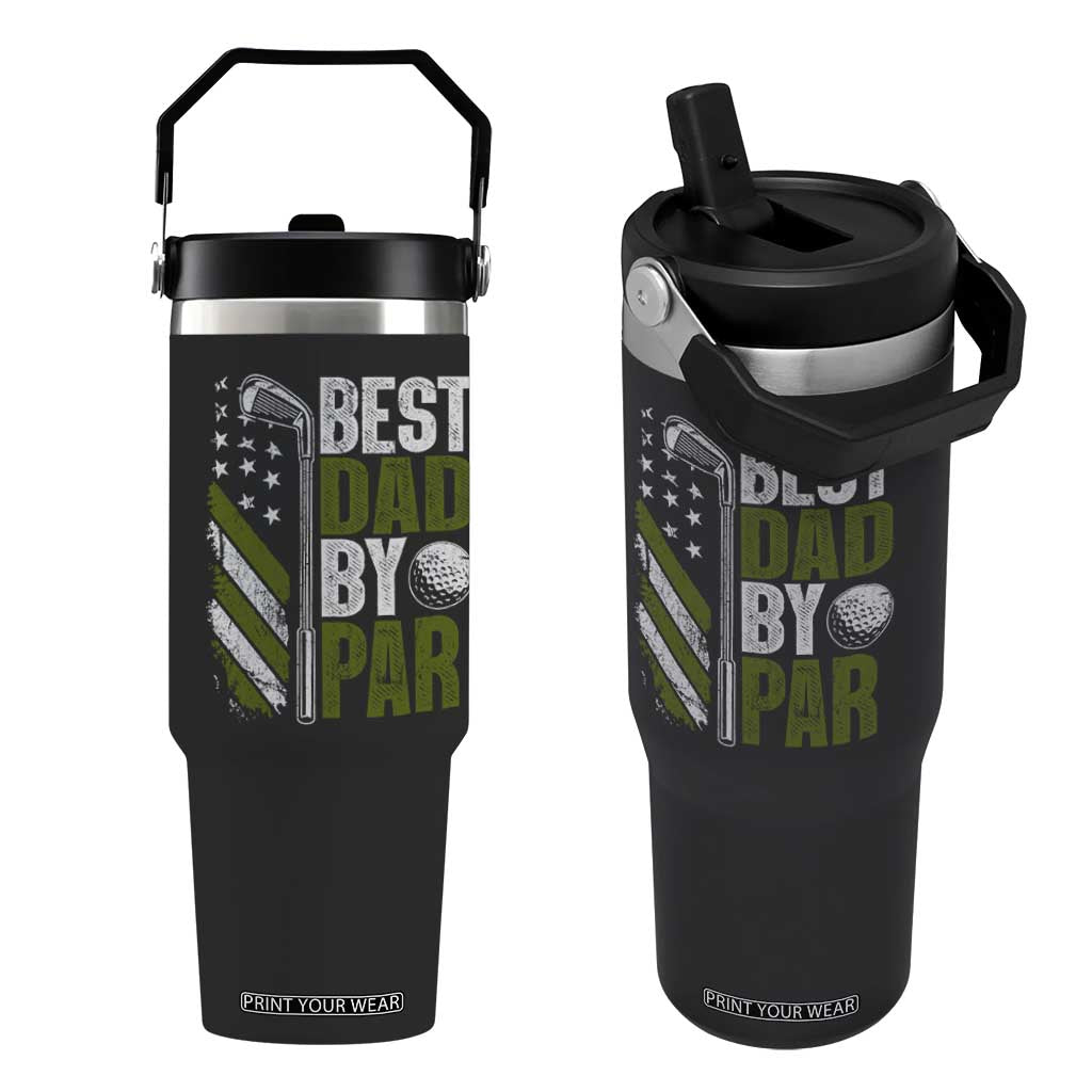 Best Dad By Par Flip Straw Tumbler Dad Golf Fathers Day Gift American Flag TS10 One Size: 30 oz Black Print Your Wear