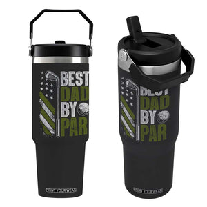 Best Dad By Par Flip Straw Tumbler Dad Golf Fathers Day Gift American Flag TS10 One Size: 30 oz Black Print Your Wear