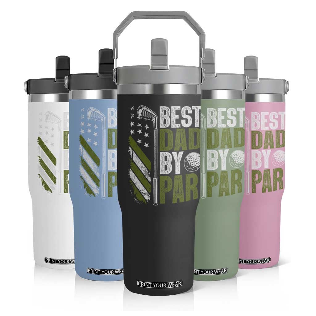 Best Dad By Par Flip Straw Tumbler Dad Golf Fathers Day Gift American Flag TS10 Print Your Wear