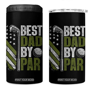 Best Dad By Par 4 in 1 Can Cooler Tumbler Dad Golf Fathers Day Gift American Flag TS10 One Size: 16 oz Black Print Your Wear