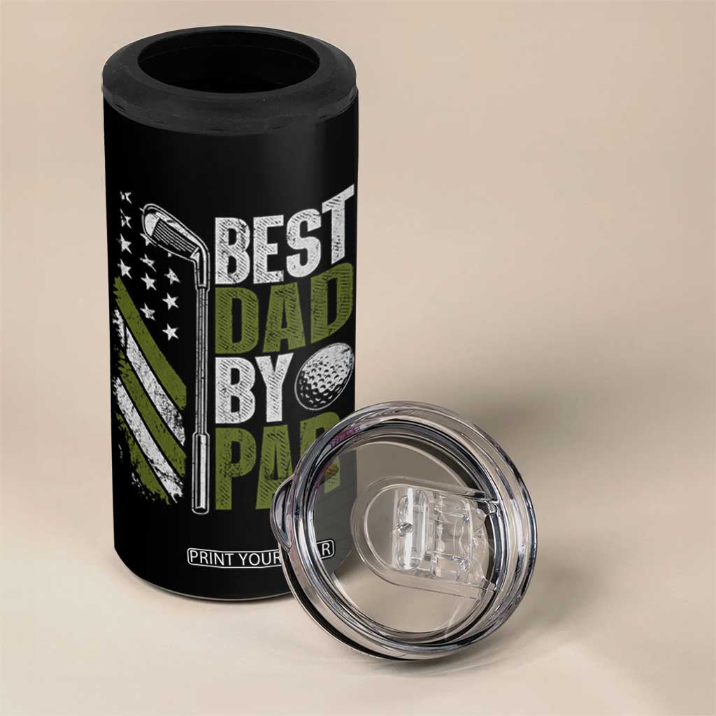Best Dad By Par 4 in 1 Can Cooler Tumbler Dad Golf Fathers Day Gift American Flag TS10 Print Your Wear