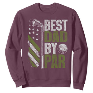 Best Dad By Par Sweatshirt Dad Golf Fathers Day Gift American Flag TS10 Maroon Print Your Wear