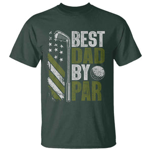 Best Dad By Par T Shirt Dad Golf Fathers Day Gift American Flag TS10 Dark Forest Green Print Your Wear