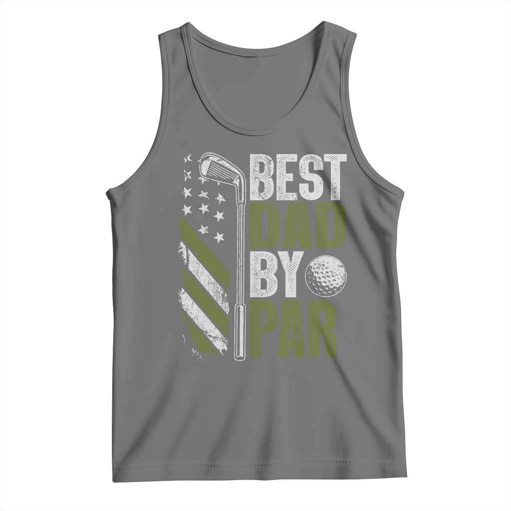 Best Dad By Par Tank Top Dad Golf Fathers Day Gift American Flag TS10 Black Heather Print Your Wear