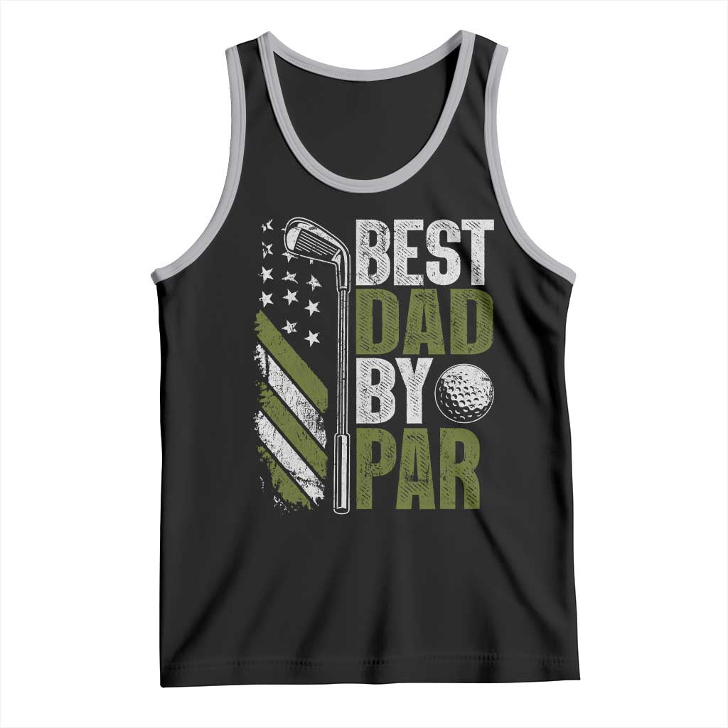 Best Dad By Par Tank Top Dad Golf Fathers Day Gift American Flag TS10 Black Athletic Heather Print Your Wear