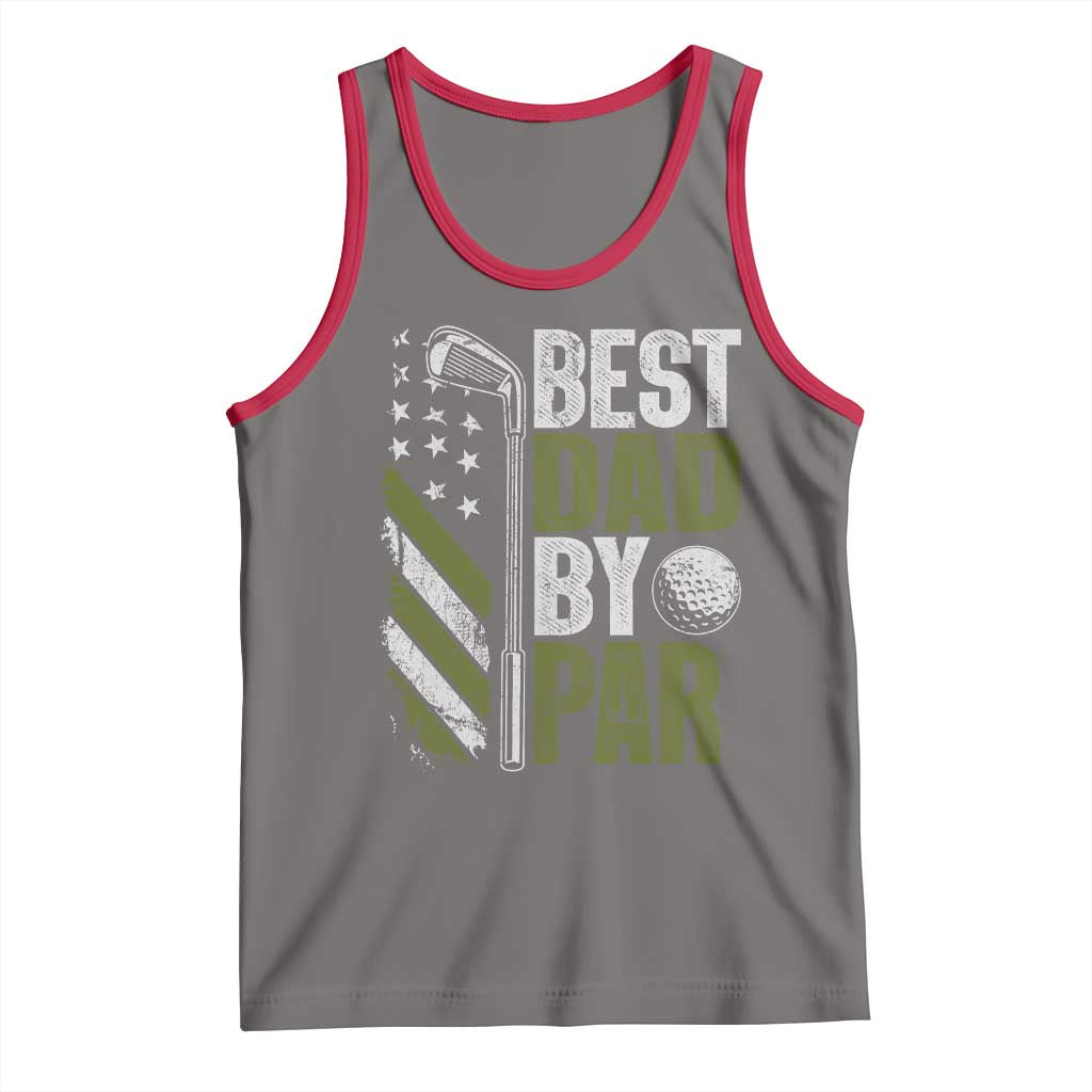 Best Dad By Par Tank Top Dad Golf Fathers Day Gift American Flag TS10 Deep Heather Red Print Your Wear