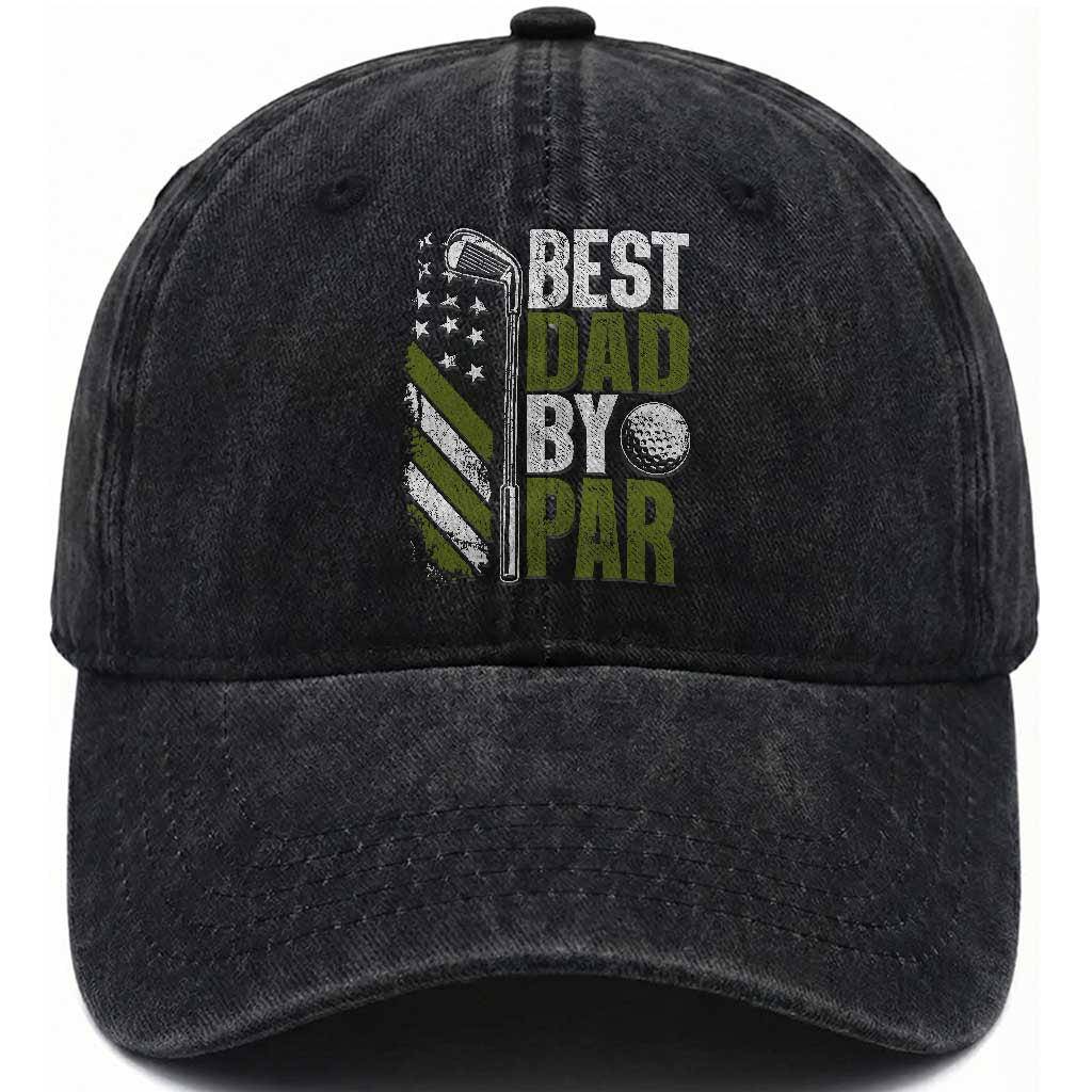 Best Dad By Par Washed Cotton Baseball Cap Dad Golf Fathers Day Gift American Flag