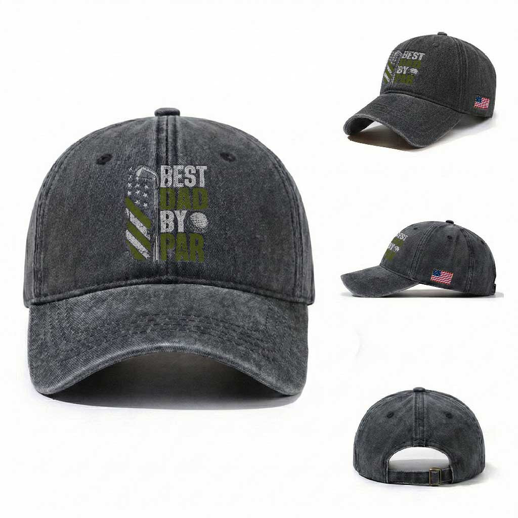 Best Dad By Par Washed Cotton Baseball Cap Dad Golf Fathers Day Gift American Flag