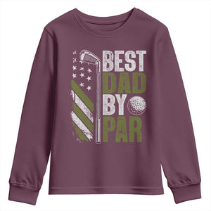 Best Dad By Par Youth Sweatshirt Dad Golf Fathers Day Gift American Flag TS10 Maroon Print Your Wear