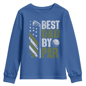Best Dad By Par Youth Sweatshirt Dad Golf Fathers Day Gift American Flag TS10 Royal Blue Print Your Wear