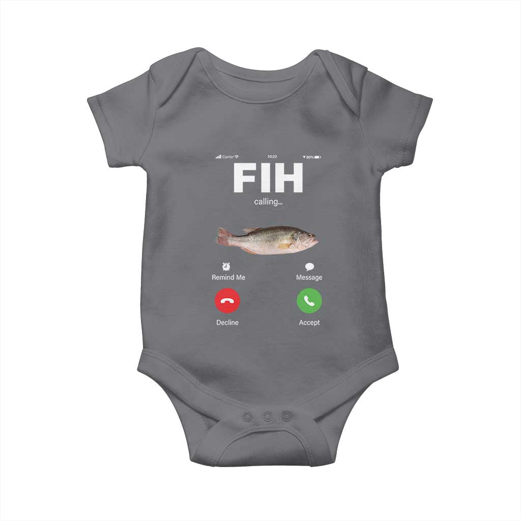 Fih Calling Remind me Message Decline Accept Baby Onesie Phone Call Fish TS10 Charcoal Print Your Wear