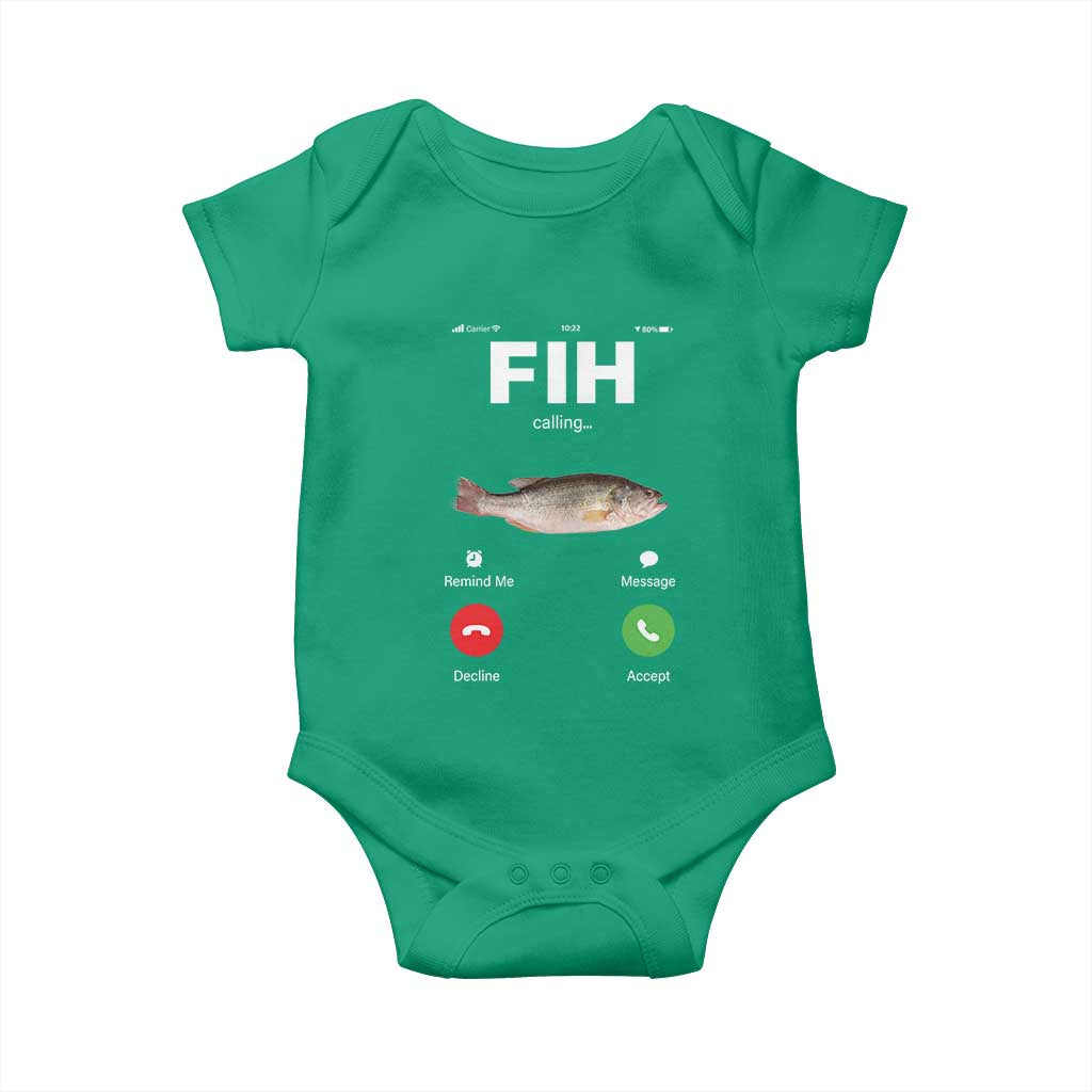 Fih Calling Remind me Message Decline Accept Baby Onesie Phone Call Fish TS10 Irish Green Print Your Wear