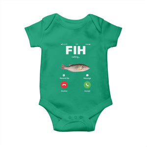 Fih Calling Remind me Message Decline Accept Baby Onesie Phone Call Fish TS10 Irish Green Print Your Wear