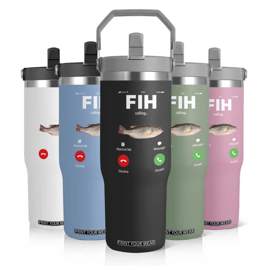 Fih Calling Remind me Message Decline Accept Flip Straw Tumbler Phone Call Fish TS10 Print Your Wear