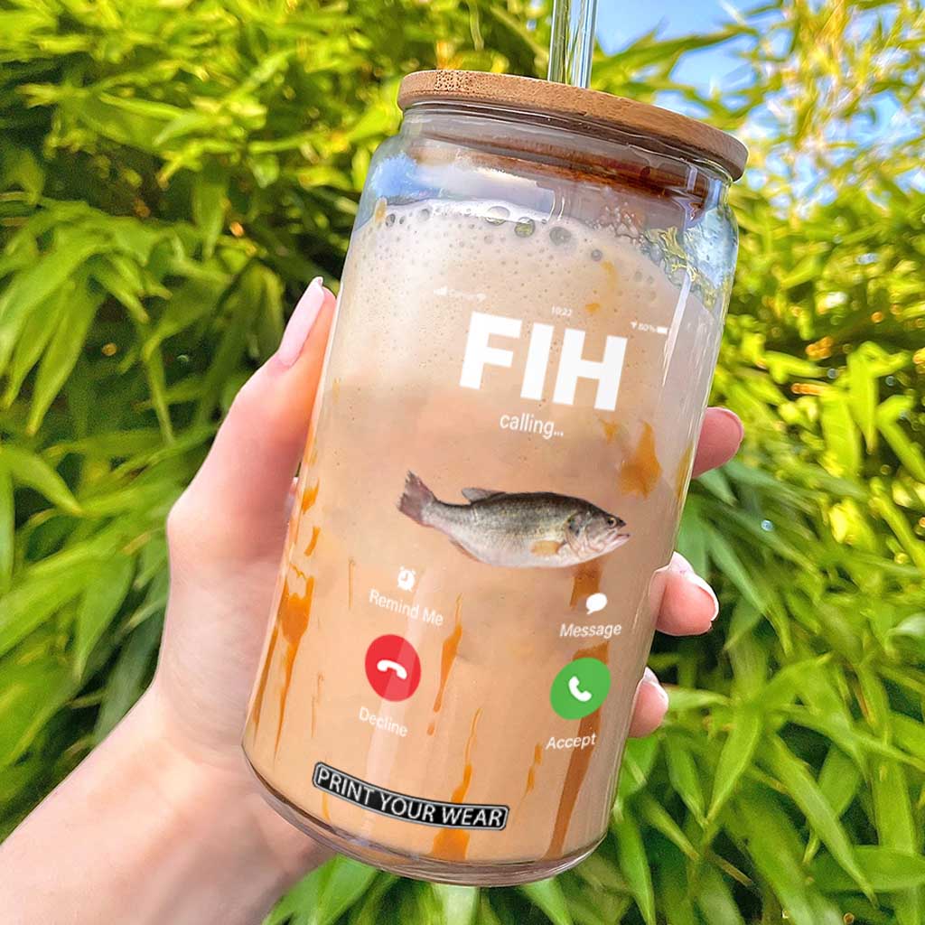 Fih Calling Remind me Message Decline Accept Glass Can Phone Call Fish TS10 Black Print Your Wear