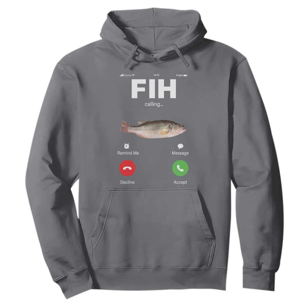Fih Calling Remind me Message Decline Accept Hoodie Phone Call Fish TS10 Charcoal Print Your Wear