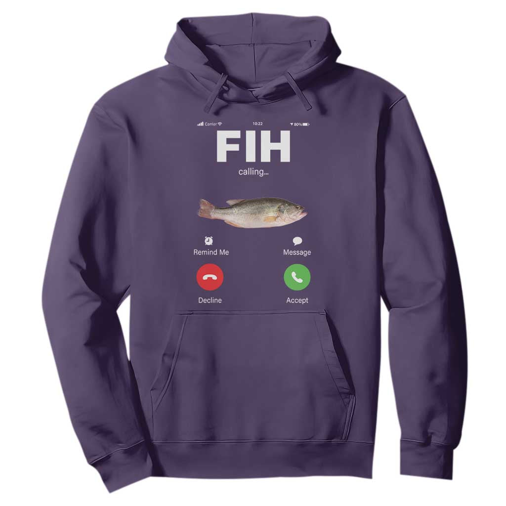 Fih Calling Remind me Message Decline Accept Hoodie Phone Call Fish TS10 Purple Print Your Wear