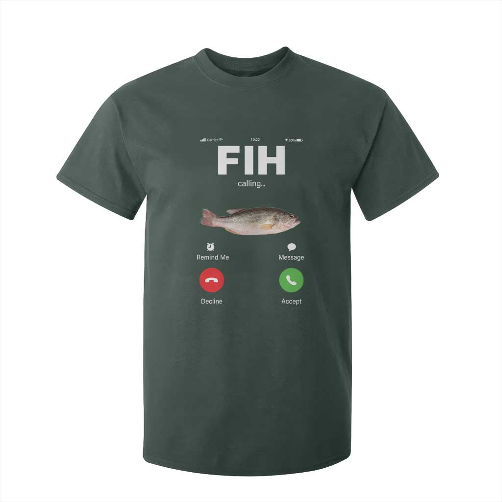 Fih Calling Remind me Message Decline Accept T Shirt For Kid Phone Call Fish TS10 Dark Forest Green Print Your Wear