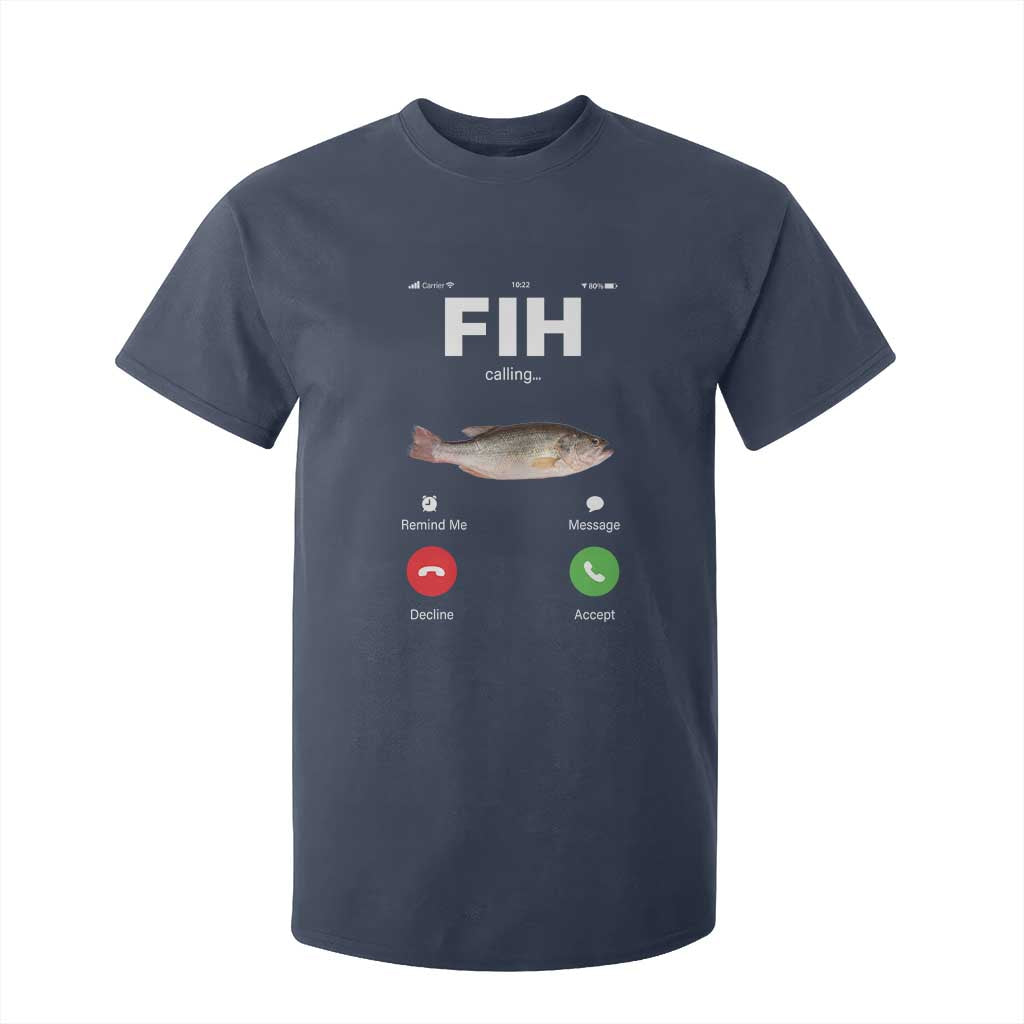 Fih Calling Remind me Message Decline Accept T Shirt For Kid Phone Call Fish TS10 Navy Print Your Wear