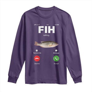 Fih Calling Remind me Message Decline Accept Long Sleeve Shirt Phone Call Fish TS10 Purple Print Your Wear