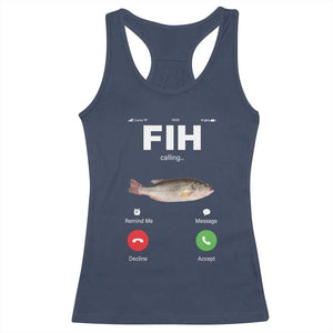 Fih Calling Remind me Message Decline Accept Racerback Tank Top Phone Call Fish TS10 Navy Print Your Wear