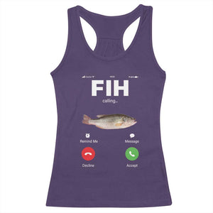 Fih Calling Remind me Message Decline Accept Racerback Tank Top Phone Call Fish TS10 Purple Print Your Wear