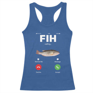 Fih Calling Remind me Message Decline Accept Racerback Tank Top Phone Call Fish TS10 Royal Blue Print Your Wear