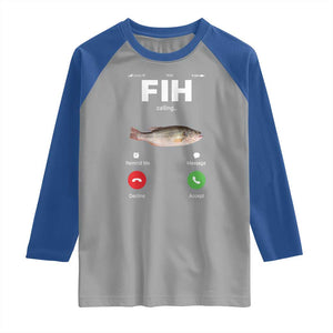 Fih Calling Remind me Message Decline Accept Raglan Shirt Phone Call Fish TS10 Sport Gray Royal Print Your Wear