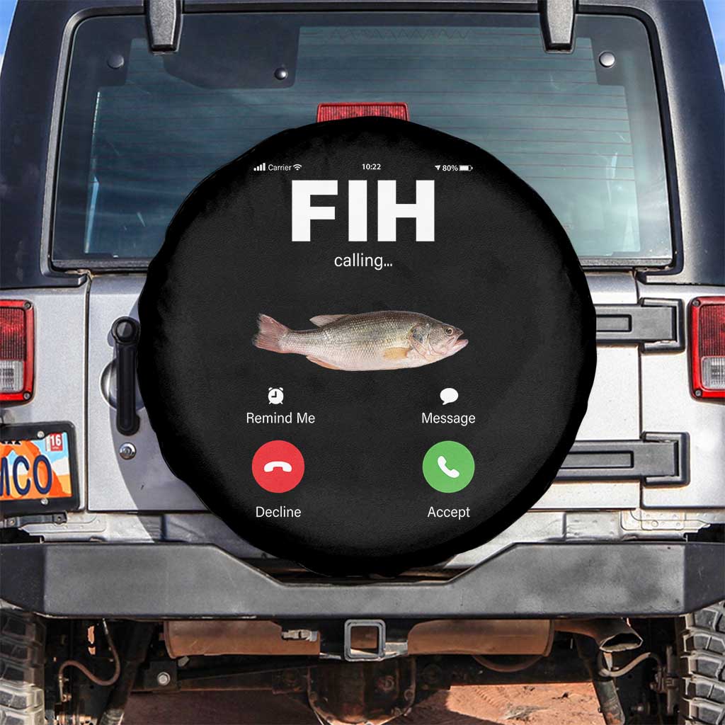 Fih Calling Remind me Message Decline Accept Spare Tire Cover Phone Call Fish TS10 No hole Black Print Your Wear