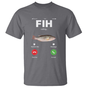 Fih Calling Remind me Message Decline Accept T Shirt Phone Call Fish TS10 Charcoal Print Your Wear