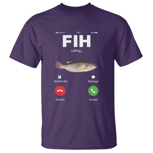 Fih Calling Remind me Message Decline Accept T Shirt Phone Call Fish TS10 Purple Print Your Wear