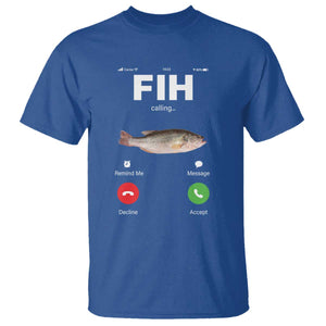 Fih Calling Remind me Message Decline Accept T Shirt Phone Call Fish TS10 Royal Blue Print Your Wear