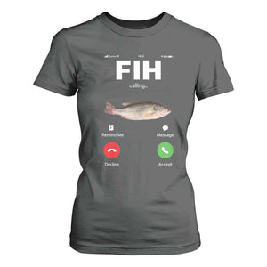 Fih Calling Remind me Message Decline Accept T Shirt For Women Phone Call Fish TS10 Dark Heather Print Your Wear