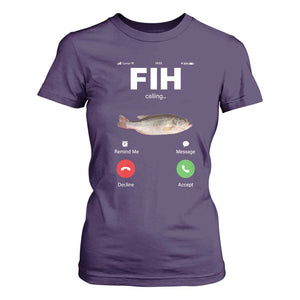 Fih Calling Remind me Message Decline Accept T Shirt For Women Phone Call Fish TS10 Purple Print Your Wear