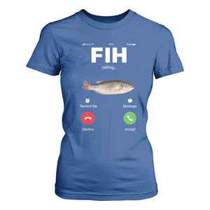 Fih Calling Remind me Message Decline Accept T Shirt For Women Phone Call Fish TS10 Royal Blue Print Your Wear