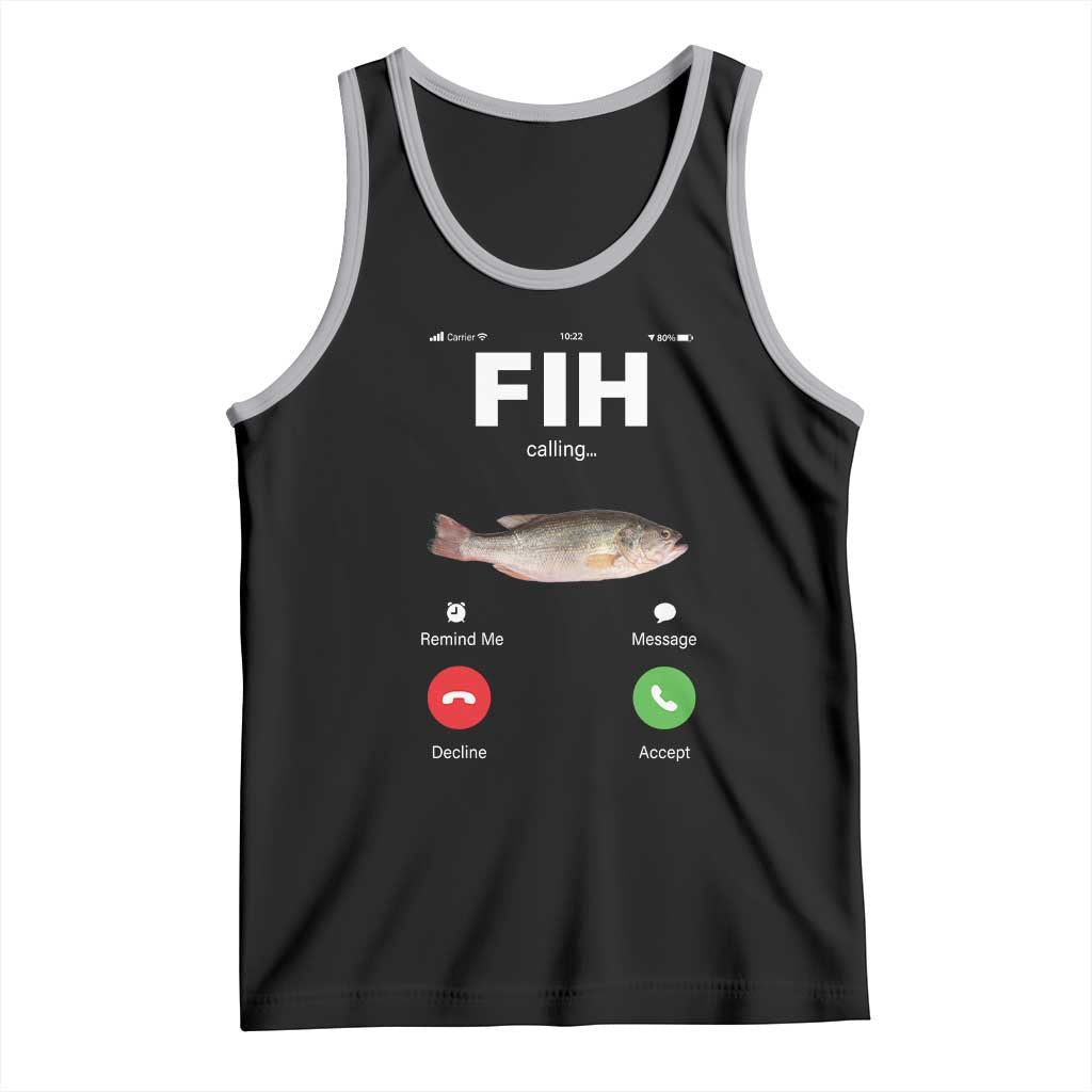 Fih Calling Remind me Message Decline Accept Tank Top Phone Call Fish TS10 Black Athletic Heather Print Your Wear