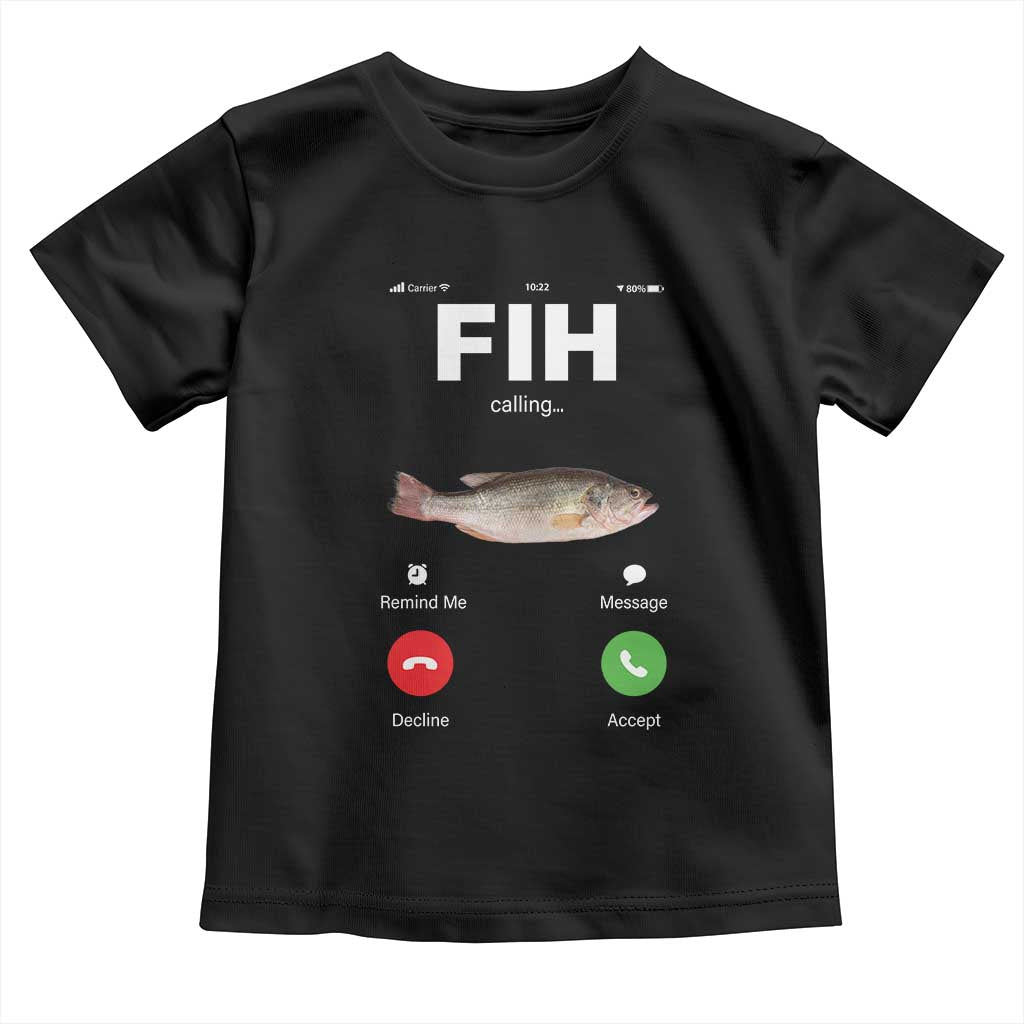 Fih Calling Remind me Message Decline Accept Toddler T Shirt Phone Call Fish TS10 Black Print Your Wear