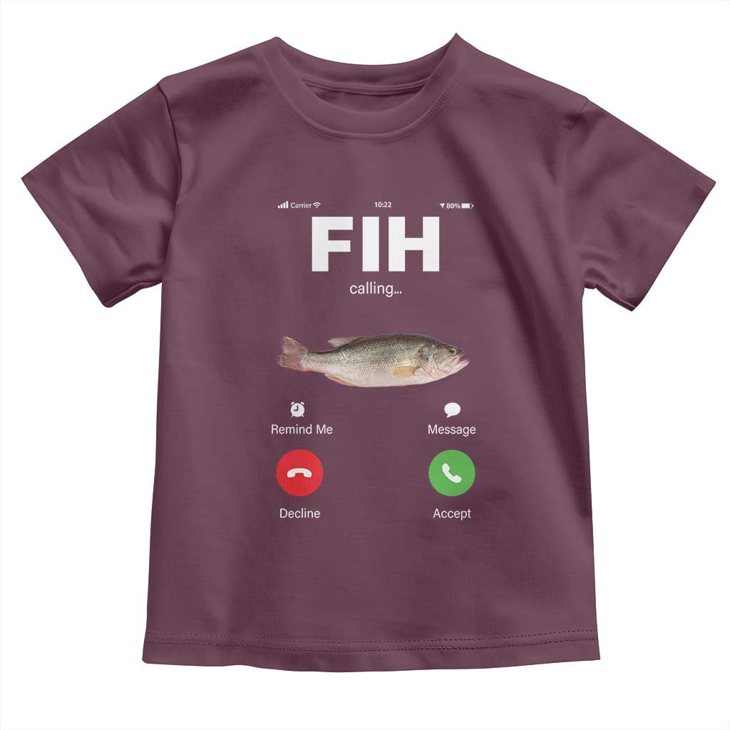 Fih Calling Remind me Message Decline Accept Toddler T Shirt Phone Call Fish TS10 Maroon Print Your Wear