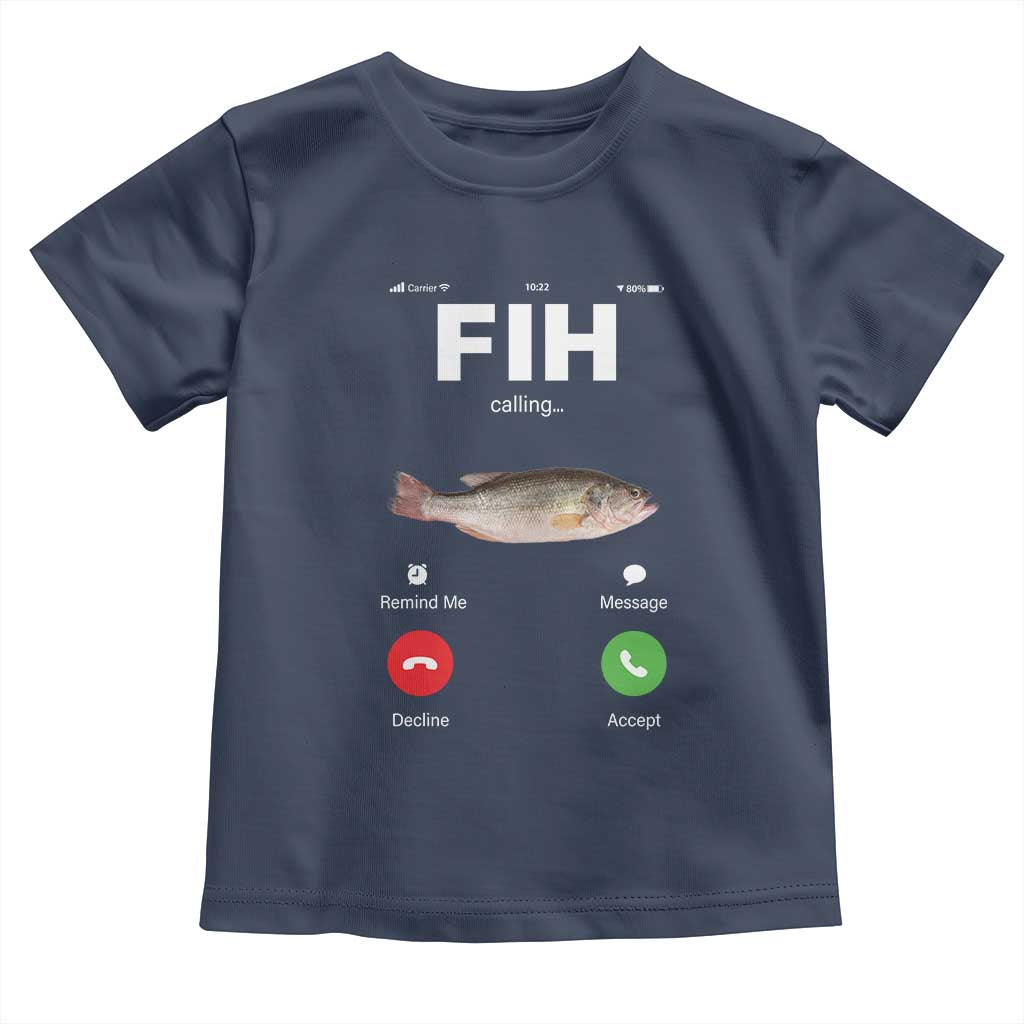 Fih Calling Remind me Message Decline Accept Toddler T Shirt Phone Call Fish TS10 Navy Print Your Wear