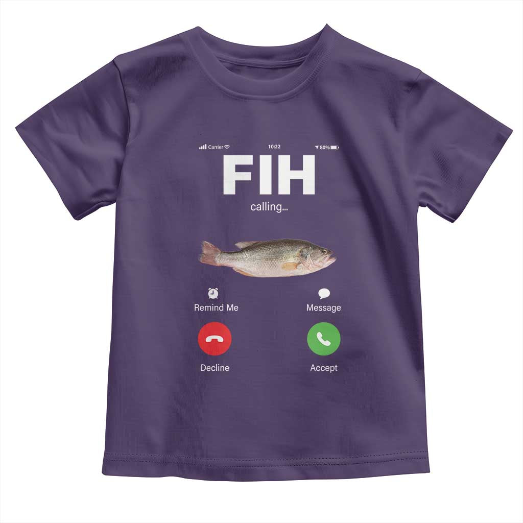 Fih Calling Remind me Message Decline Accept Toddler T Shirt Phone Call Fish TS10 Purple Print Your Wear