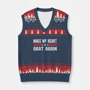 Funny Open Heart Surgery Recovery V-Neck Knit Sweater Vest Make My Heart Great Again TS10 Navy Red Print Your Wear