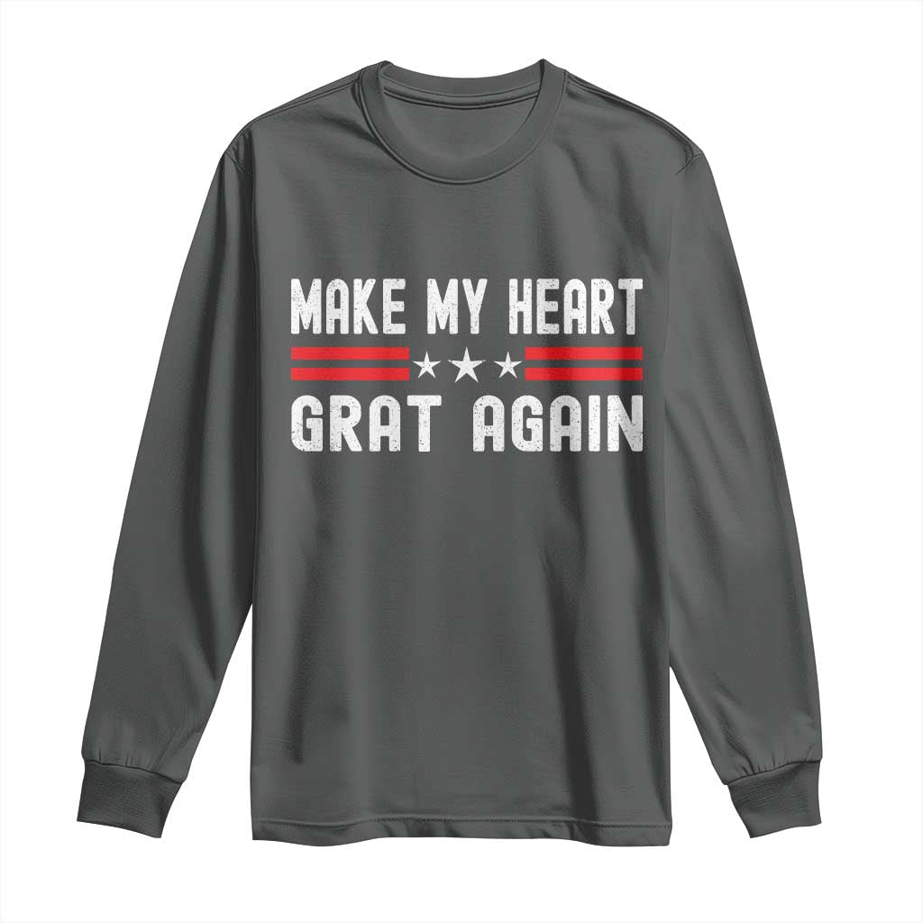 Funny Open Heart Surgery Recovery Long Sleeve Shirt Make My Heart Great Again TS10 Dark Heather Print Your Wear