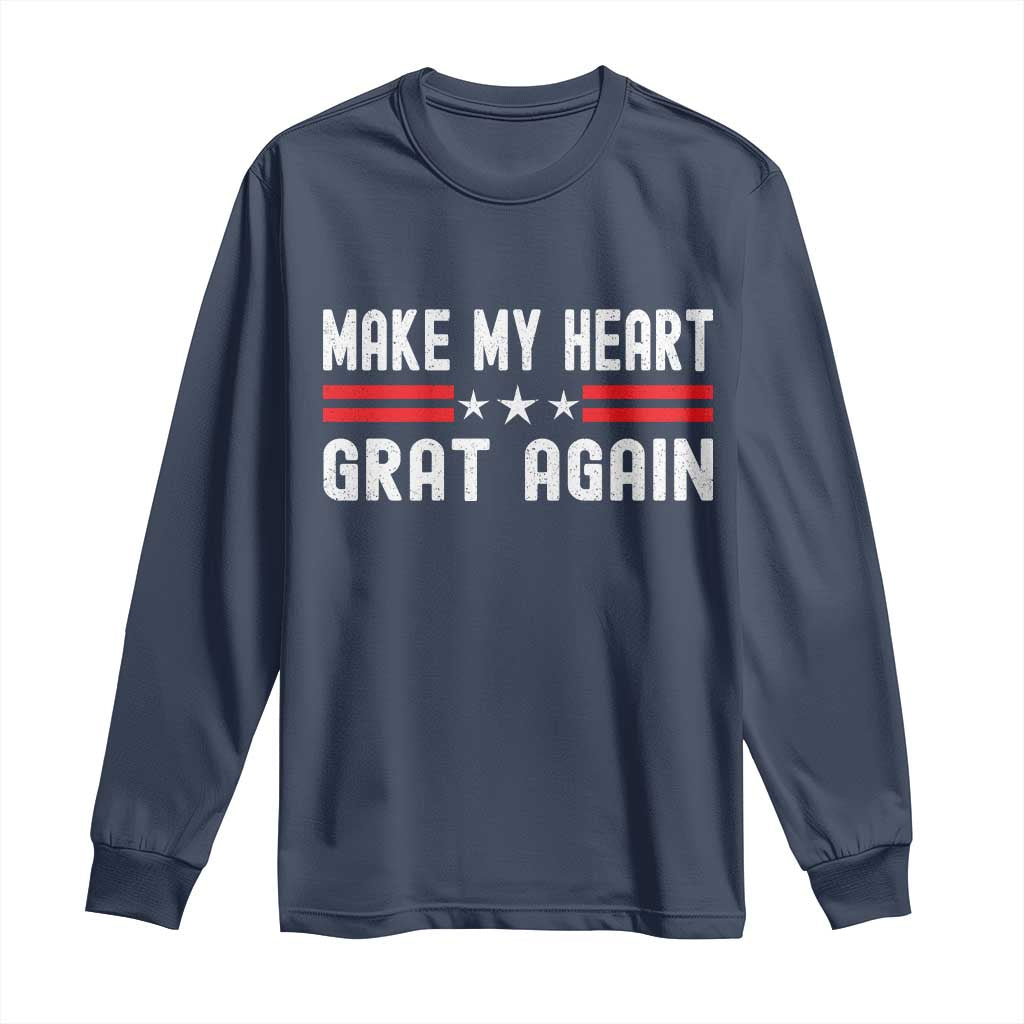 Funny Open Heart Surgery Recovery Long Sleeve Shirt Make My Heart Great Again TS10 Navy Print Your Wear