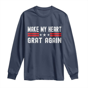 Funny Open Heart Surgery Recovery Long Sleeve Shirt Make My Heart Great Again TS10 Navy Print Your Wear