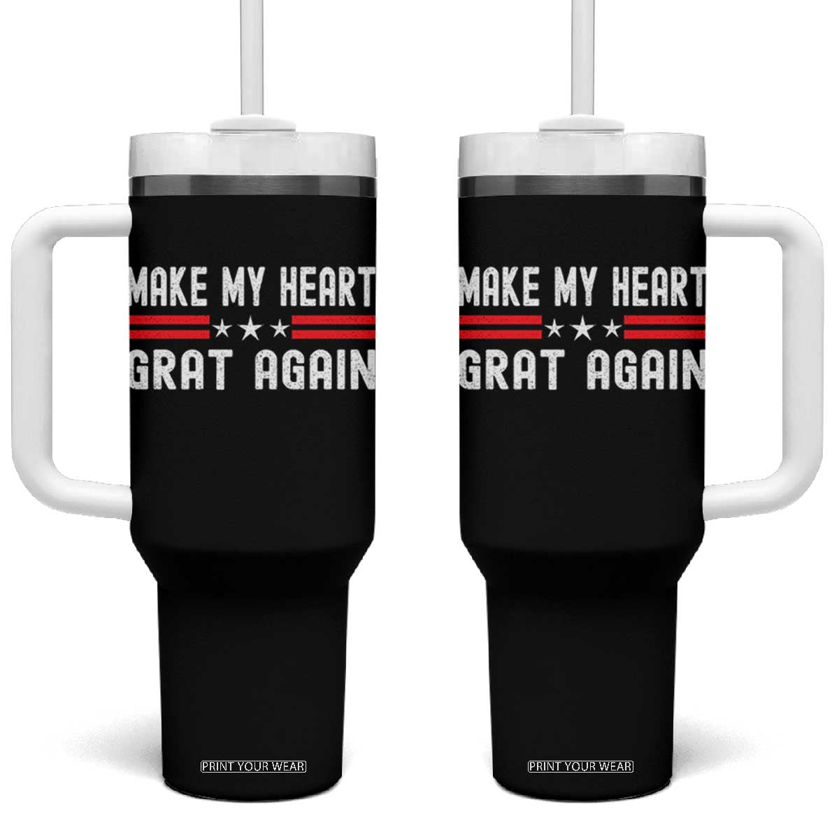 Funny Open Heart Surgery Recovery Tumbler With Handle Make My Heart Great Again TS10 One Size: 40 oz Black Print Your Wear
