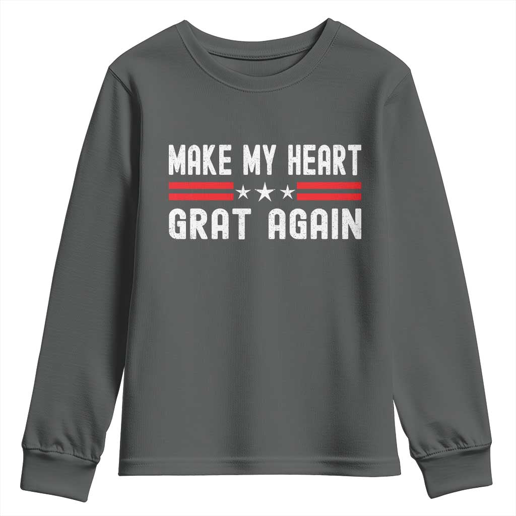 Funny Open Heart Surgery Recovery Youth Sweatshirt Make My Heart Great Again TS10 Dark Heather Print Your Wear
